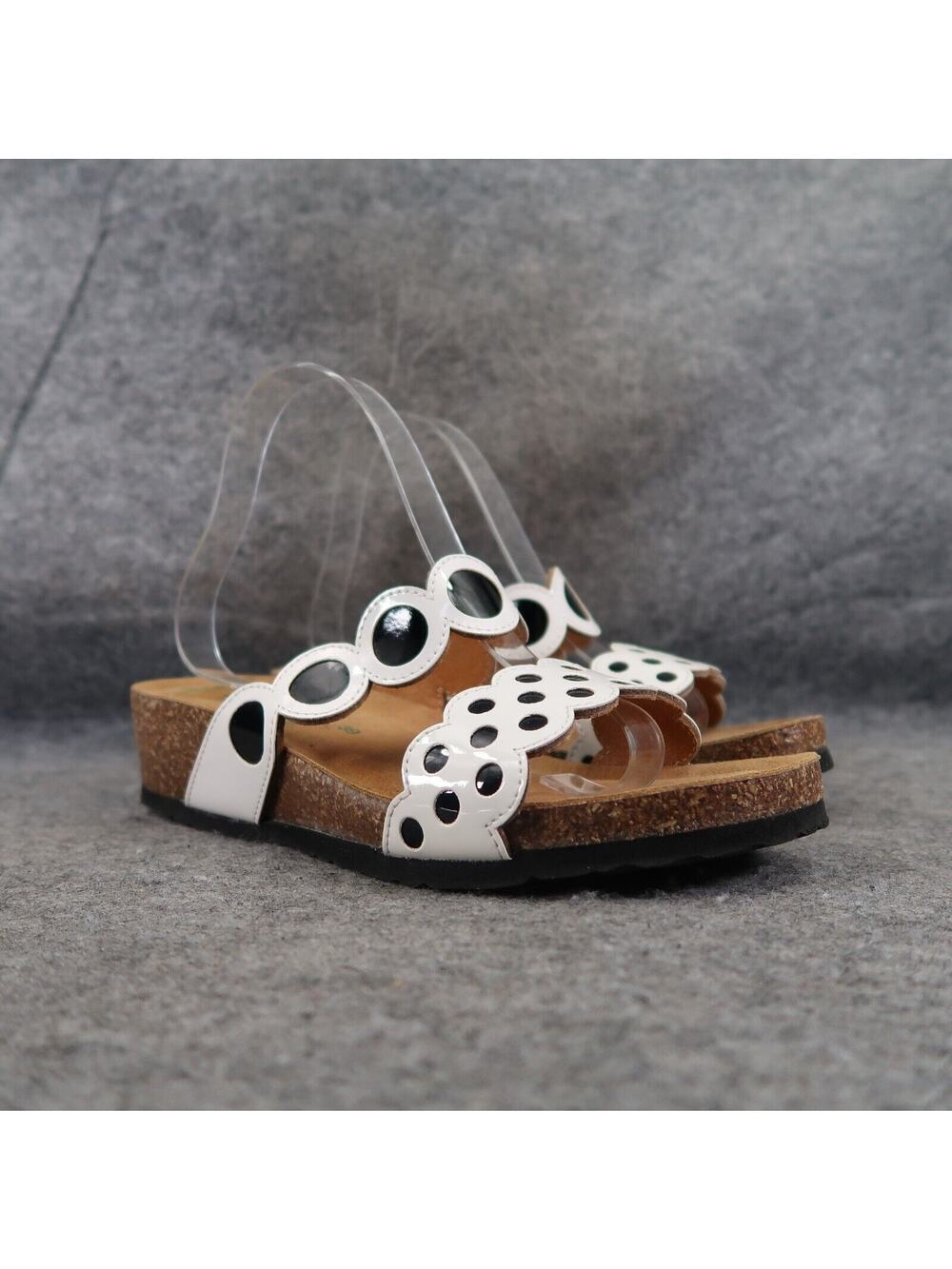 BioNatura Shoes Womens 39 Wedge Sandal Slides Fashion Comfort Double Strap White